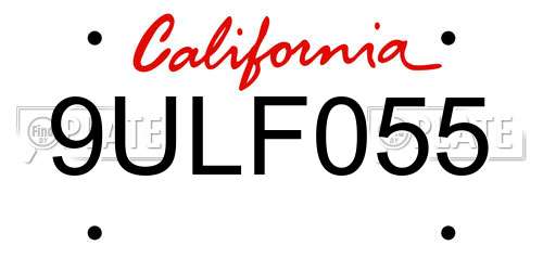 9ULF055 California License Plate