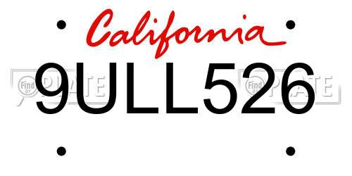 9ULL526 California License Plate