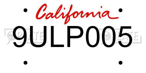 9ULP005 California License Plate