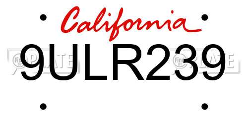 9ULR239 California License Plate