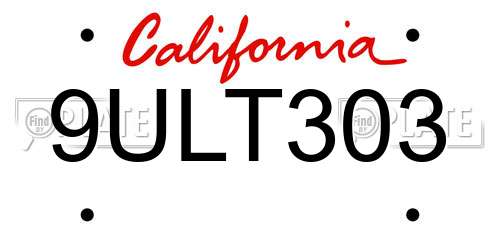 9ULT303 California License Plate