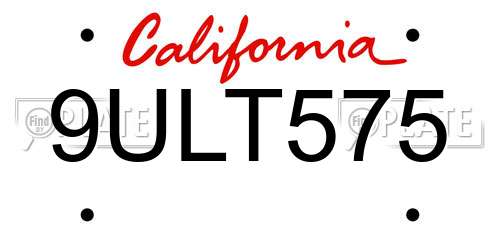 9ULT575 California License Plate