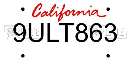 9ULT863 California License Plate