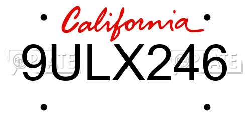 9ULX246 California License Plate