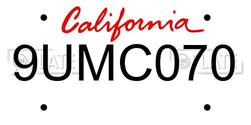 9UMC070 California License Plate