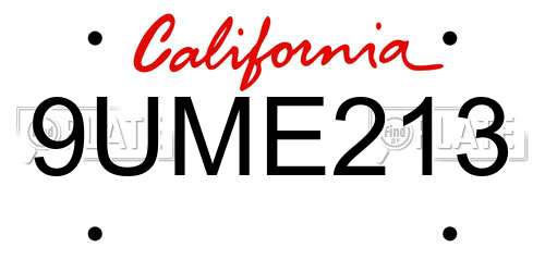 9UME213 California License Plate