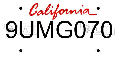 9UMG070 California License Plate