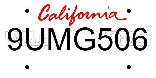 9UMG506 California License Plate