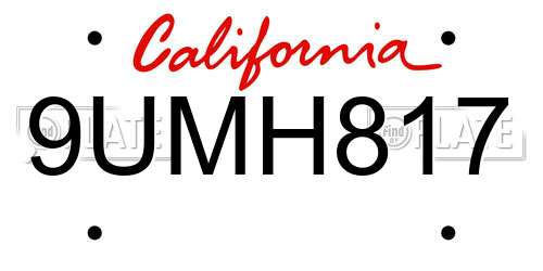 9UMH817 California License Plate
