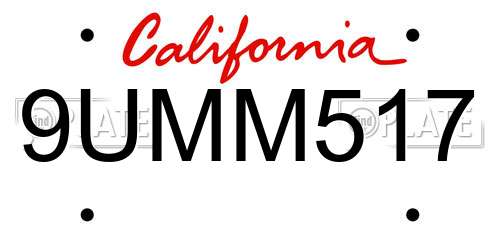 9UMM517 California License Plate