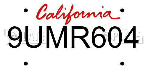 9UMR604 California License Plate