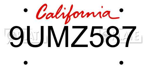 9UMZ587 California License Plate