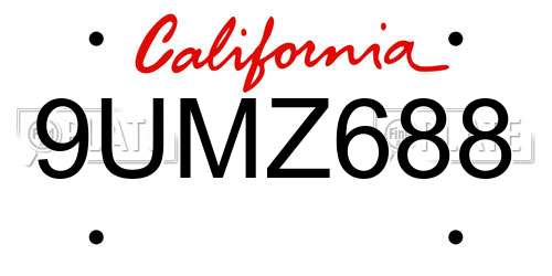 9UMZ688 California License Plate