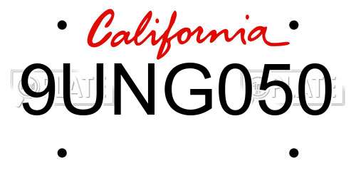 9UNG050 California License Plate