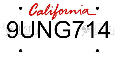 9UNG714 California License Plate