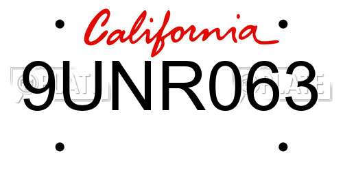 9UNR063 California License Plate