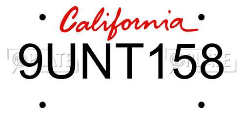 9UNT158 California License Plate