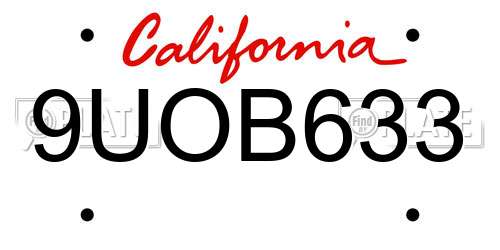 9UOB633 California License Plate