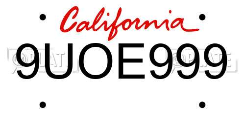 9UOE999 California License Plate