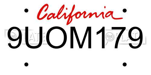 9UOM179 California License Plate