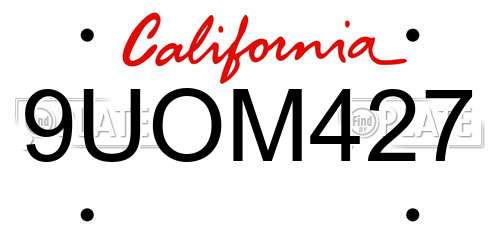 9UOM427 California License Plate
