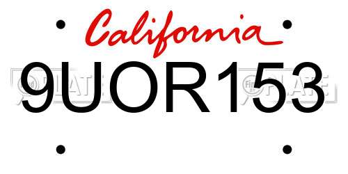 9UOR153 California License Plate