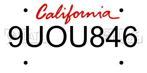 9UOU846 California License Plate