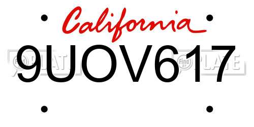 9UOV617 California License Plate