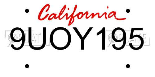 9UOY195 California License Plate