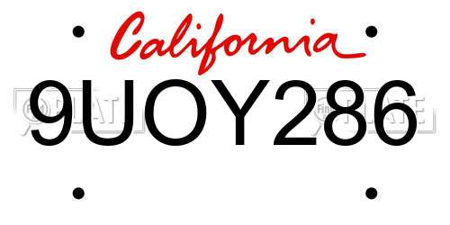 9UOY286 California License Plate