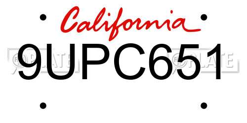 9UPC651 California License Plate