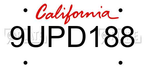 9UPD188 California License Plate