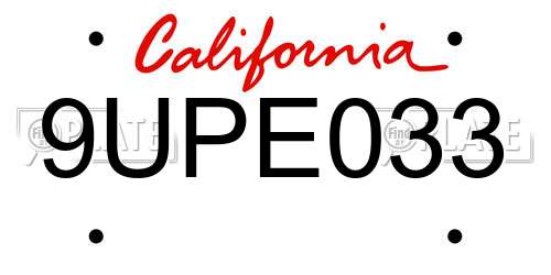 9UPE033 California License Plate