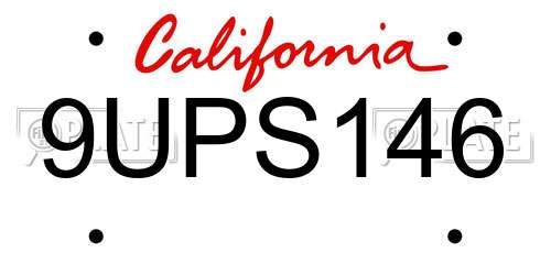 9UPS146 California License Plate