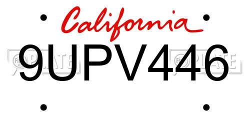 9UPV446 California License Plate