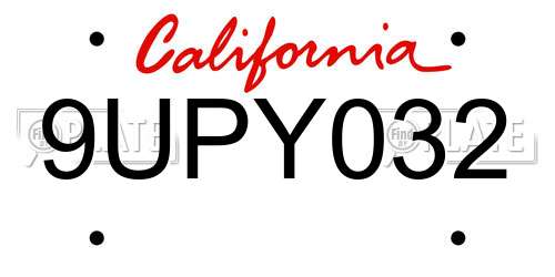 9UPY032 California License Plate