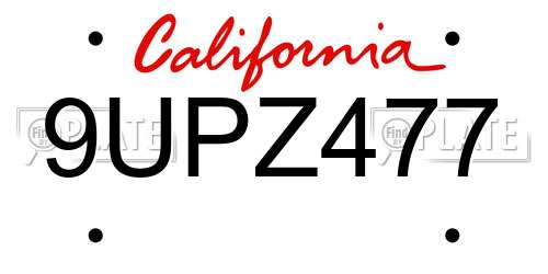9UPZ477 California License Plate