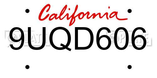 9UQD606 California License Plate