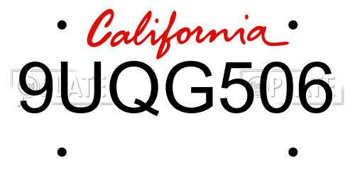9UQG506 California License Plate