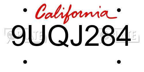 9UQJ284 California License Plate