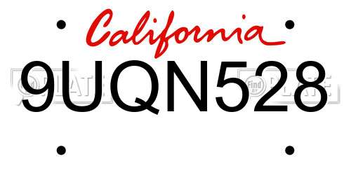 9UQN528 California License Plate