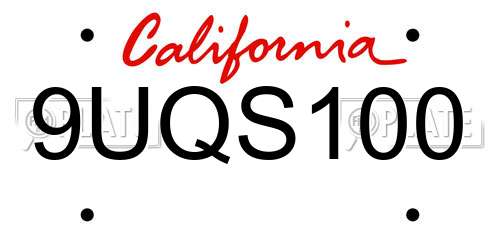 9UQS100 California License Plate