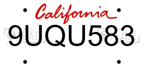 9UQU583 California License Plate