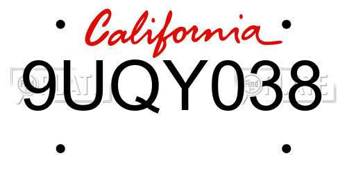 9UQY038 California License Plate
