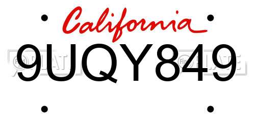 9UQY849 California License Plate