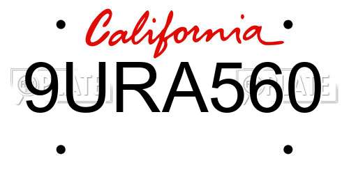 9URA560 California License Plate