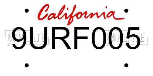 9URF005 California License Plate