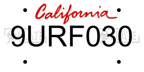 9URF030 California License Plate