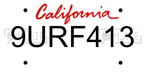 9URF413 California License Plate