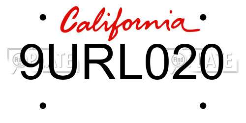 9URL020 California License Plate